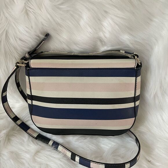 Kate Spade New York tricolor stripes Beige light pink & Navy blue cross body bag - Picture 7 of 14